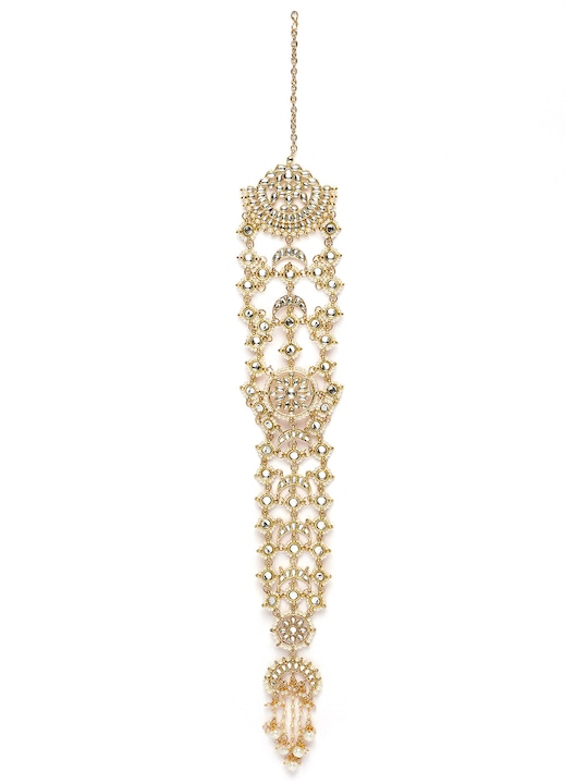 99557e61-7165-4dd2-a7f3-362c1dd6834c1696502457146KARATCARTGold-PlatedKundanStuddedBridalHairBraidJewellery5